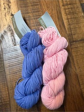 Hand-Dyed Blue & Pink Yarn Skeins by